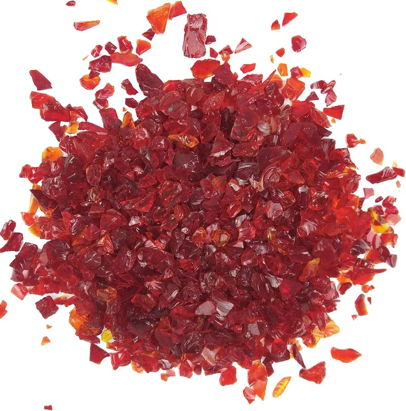 LUSTERING High Luster Crushed Glass Glitter, 6-9mm Fire Glass, Broken Glass, Glass Chips for Fire Pit Crafts DIY Epoxy Resin Art, Geode Painting, Vase Filler, Aquarium Garden Decoration,330g (Red) - Image 1